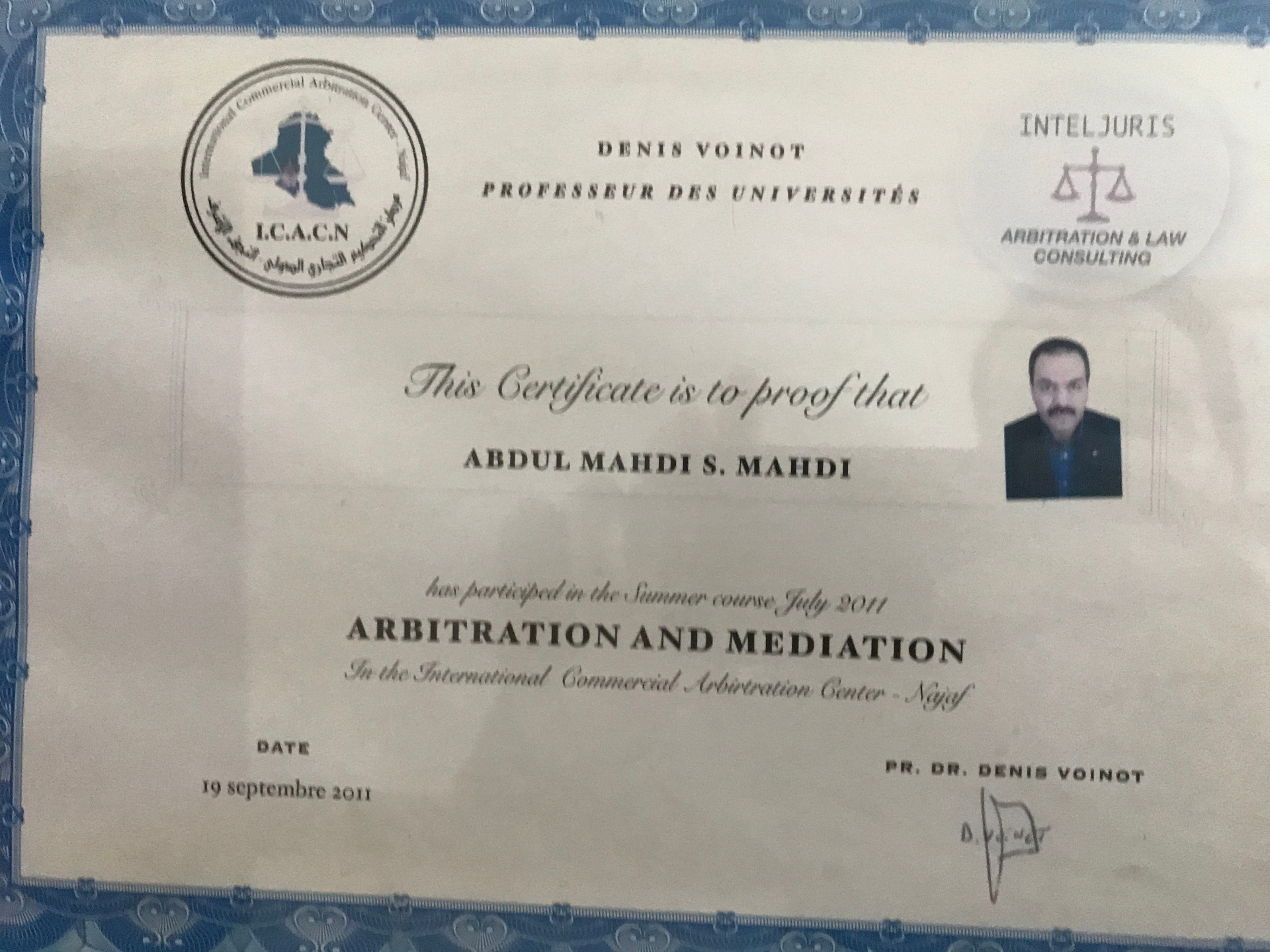 Arbitration & Mediation — International Commercial Arbitration Center, Najaf — 2011